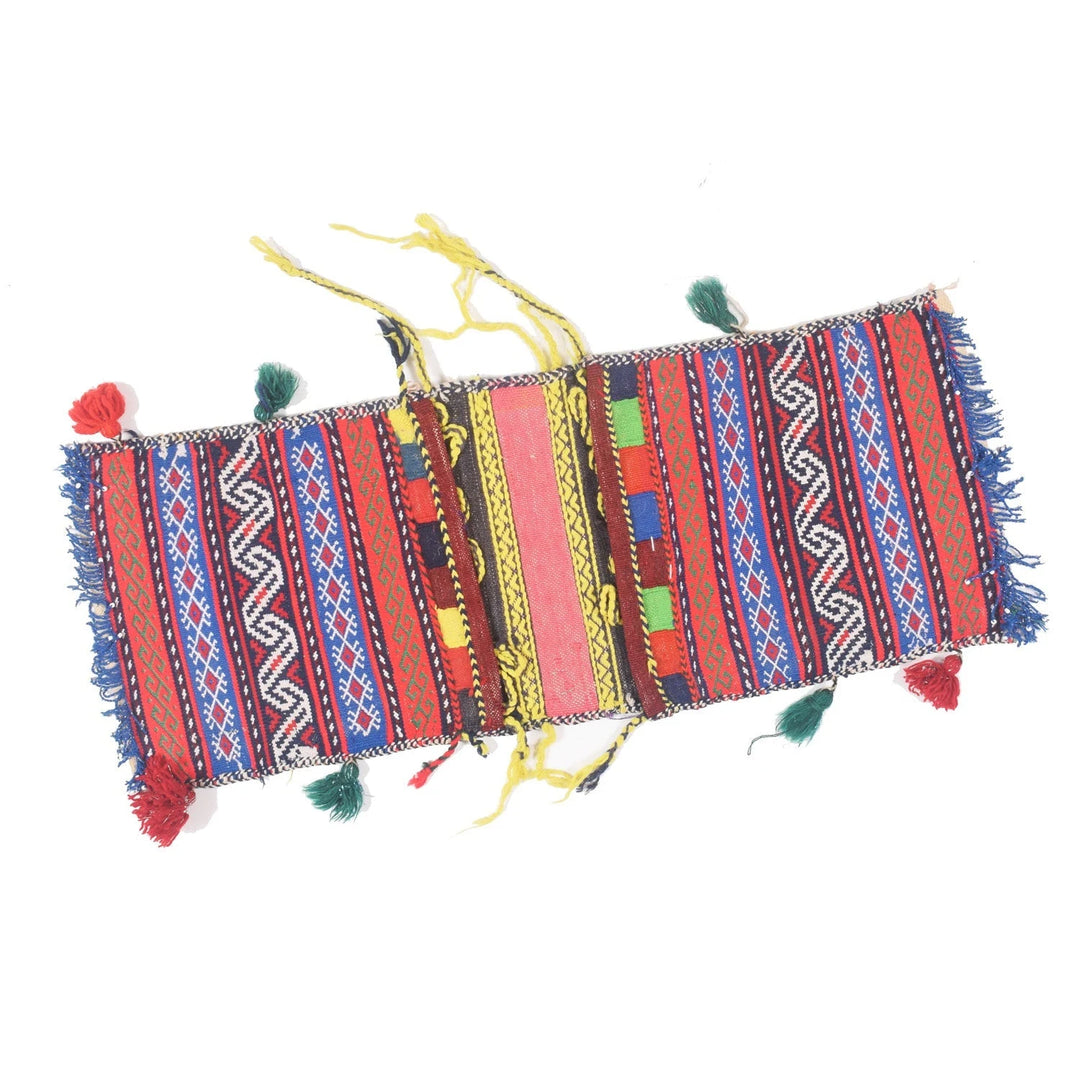 Afghan Saddle Bag Kilim Rug 0' 11" x 2' 6" Flat-Weave | No. AL90457