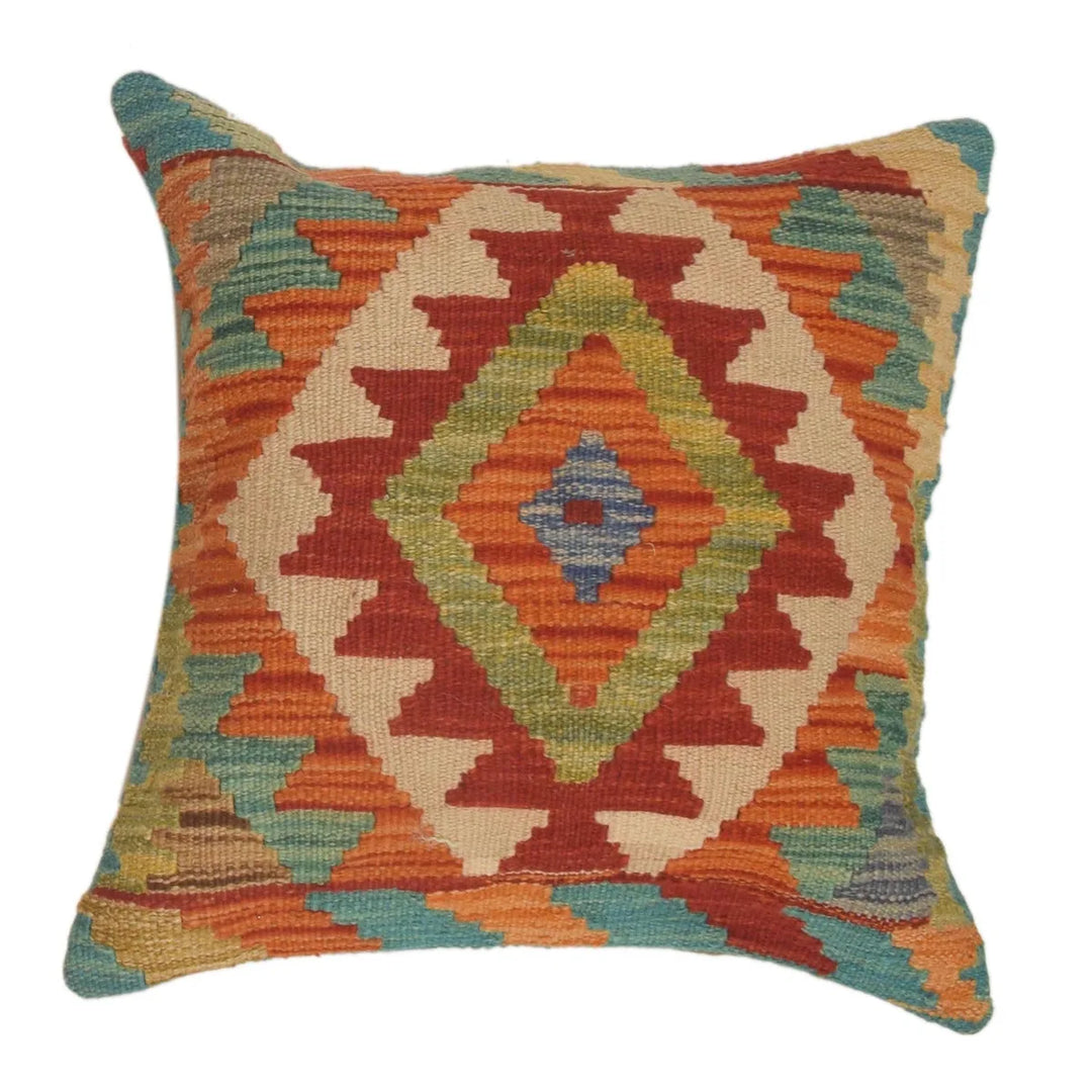 Afghan Kilim Cushion Cover 1' 6" x 1' 6" Flat-Weave | No. AL90552