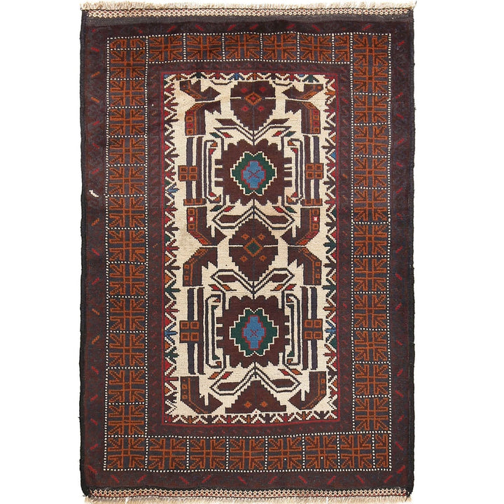Afghan Baluchi Rug 2'11" x 4'5" Hand-Knotted | No. AL90600
