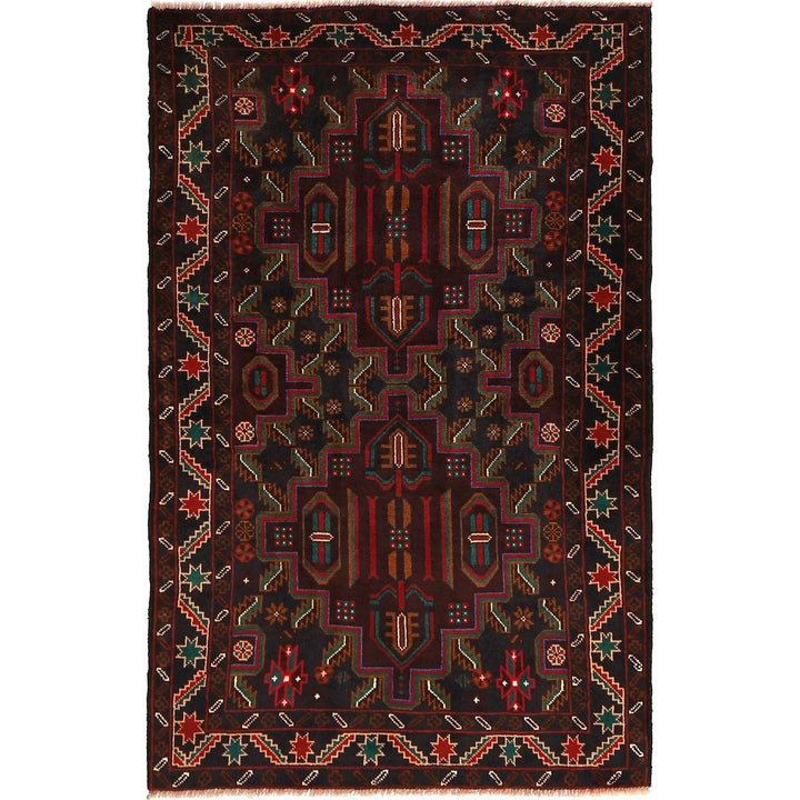 Afghan Baluchi Rug 3' 3" x 5' 1" Hand-Knotted | No. AL90613