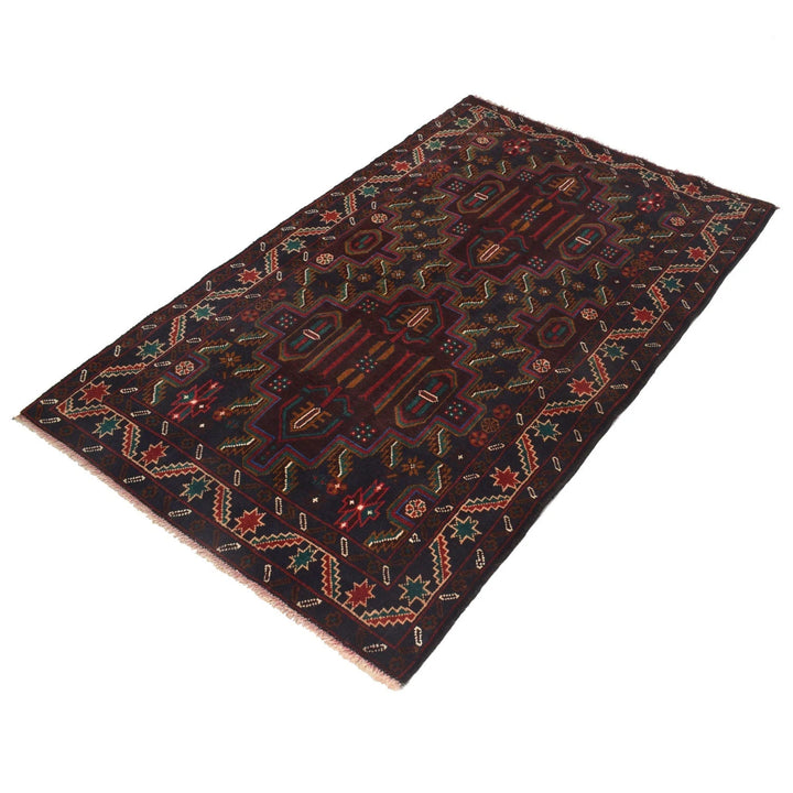 Afghan Baluchi Rug 3' 3" x 5' 1" Hand-Knotted | No. AL90613