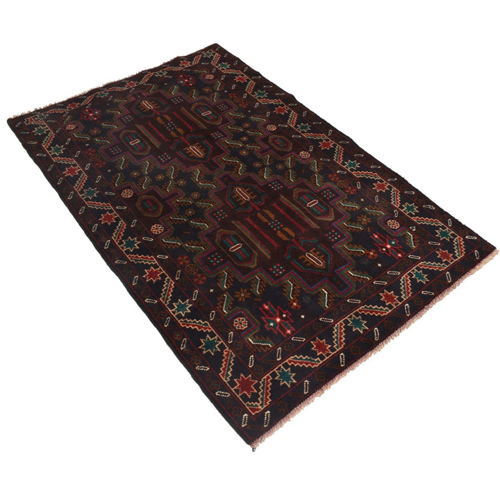 Afghan Baluchi Rug 3' 3" x 5' 1" Hand-Knotted | No. AL90613