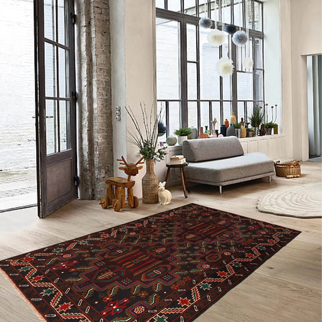 Afghan Baluchi Rug 3' 3" x 5' 1" Hand-Knotted | No. AL90613