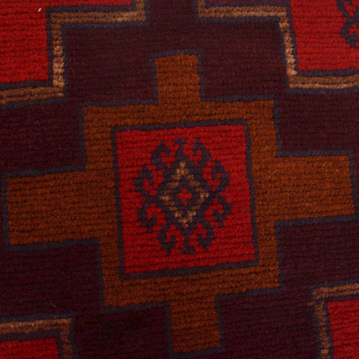Red Afghan Baluchi Rug 2' 11" x 4' 4" Hand-Knotted | No. AL90681