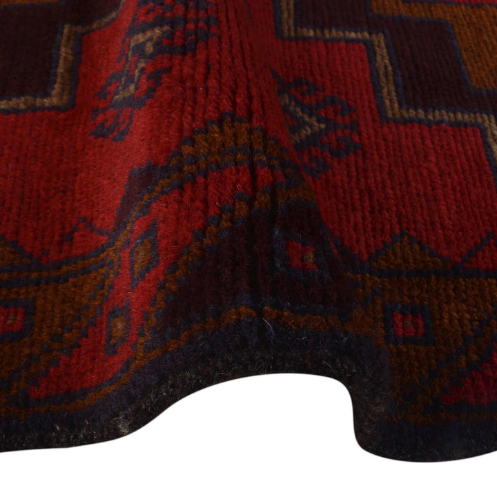 Red Afghan Baluchi Rug 2' 11" x 4' 4" Hand-Knotted | No. AL90681
