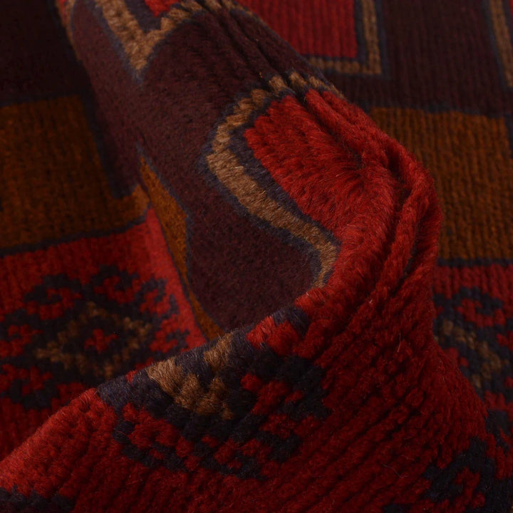 Red Afghan Baluchi Rug 2' 11" x 4' 4" Hand-Knotted | No. AL90681