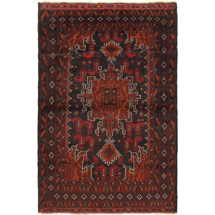 Afghan Baluchi Rug 4' 4" x 6' 9" Hand-Knotted | No. AL90687