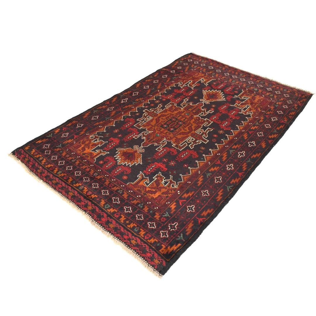 Afghan Baluchi Rug 4' 4" x 6' 9" Hand-Knotted | No. AL90687