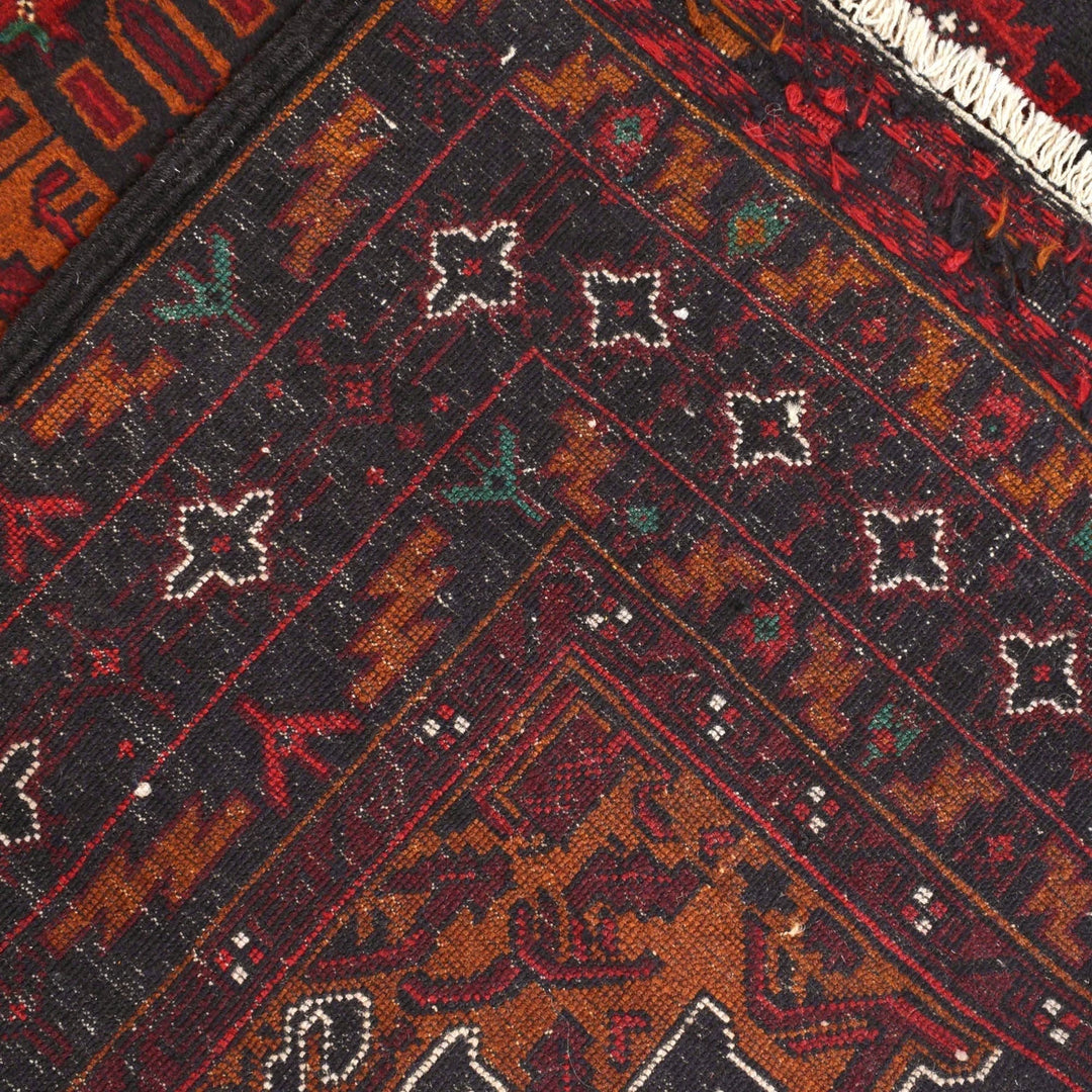 Afghan Baluchi Rug 4' 4" x 6' 9" Hand-Knotted | No. AL90687