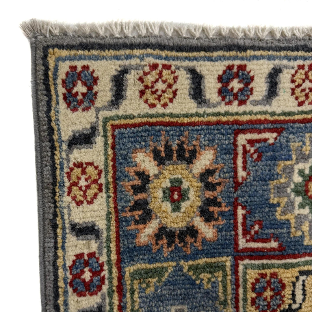 Gray Afghan Kazak Rug 3' 2" x 5' 0" Hand-Knotted | No. AL90690