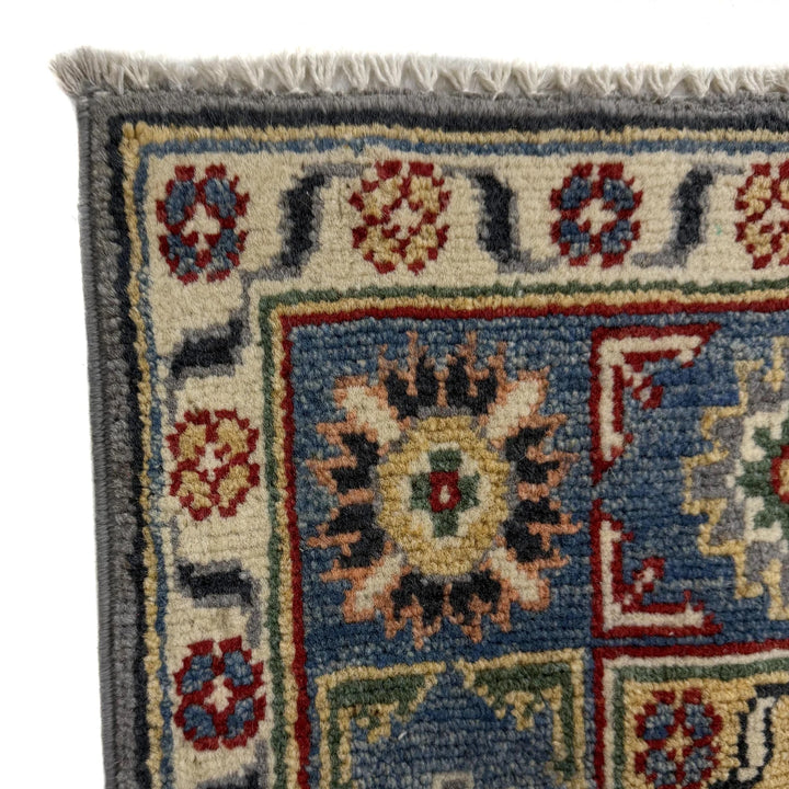 Gray Afghan Kazak Rug 3' 2" x 5' 0" Hand-Knotted | No. AL90690