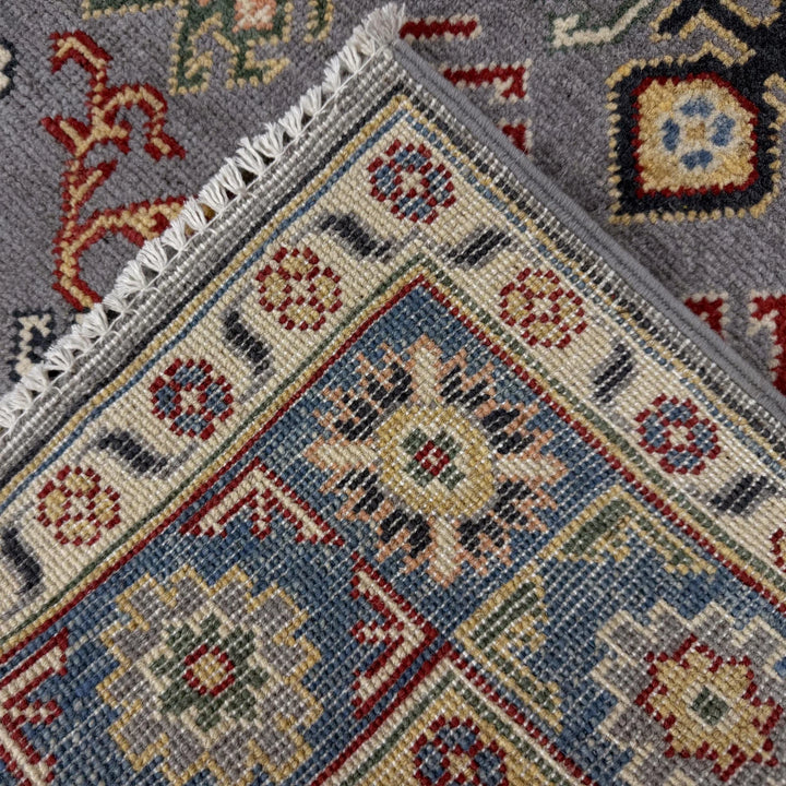 Gray Afghan Kazak Rug 3' 2" x 5' 0" Hand-Knotted | No. AL90690