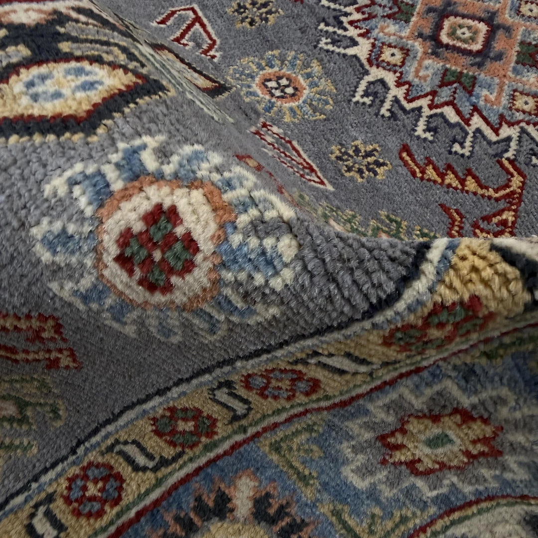 Gray Afghan Kazak Rug 3' 2" x 5' 0" Hand-Knotted | No. AL90690