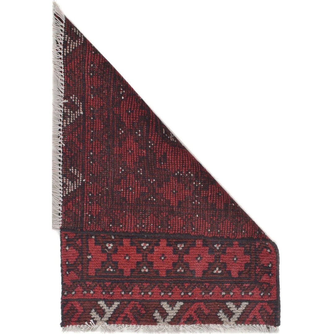 Red Afghan Oriental Doormat 1' 7" x 2' 2" Hand-Knotted | No. AL90776