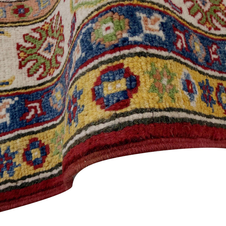 Red Afghan Kazak Rug 4' 8" x 6' 7" Hand-Knotted | No. AL90782