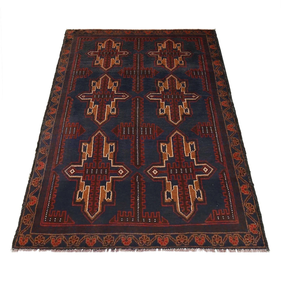 Afghan Baluchi Rug 2' 9" x 4' 0" Hand-Knotted | No. AL90794