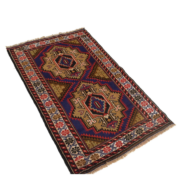 Afghan Baluchi Rug 2' 9" x 4' 7" Hand-Knotted | No. AL90827