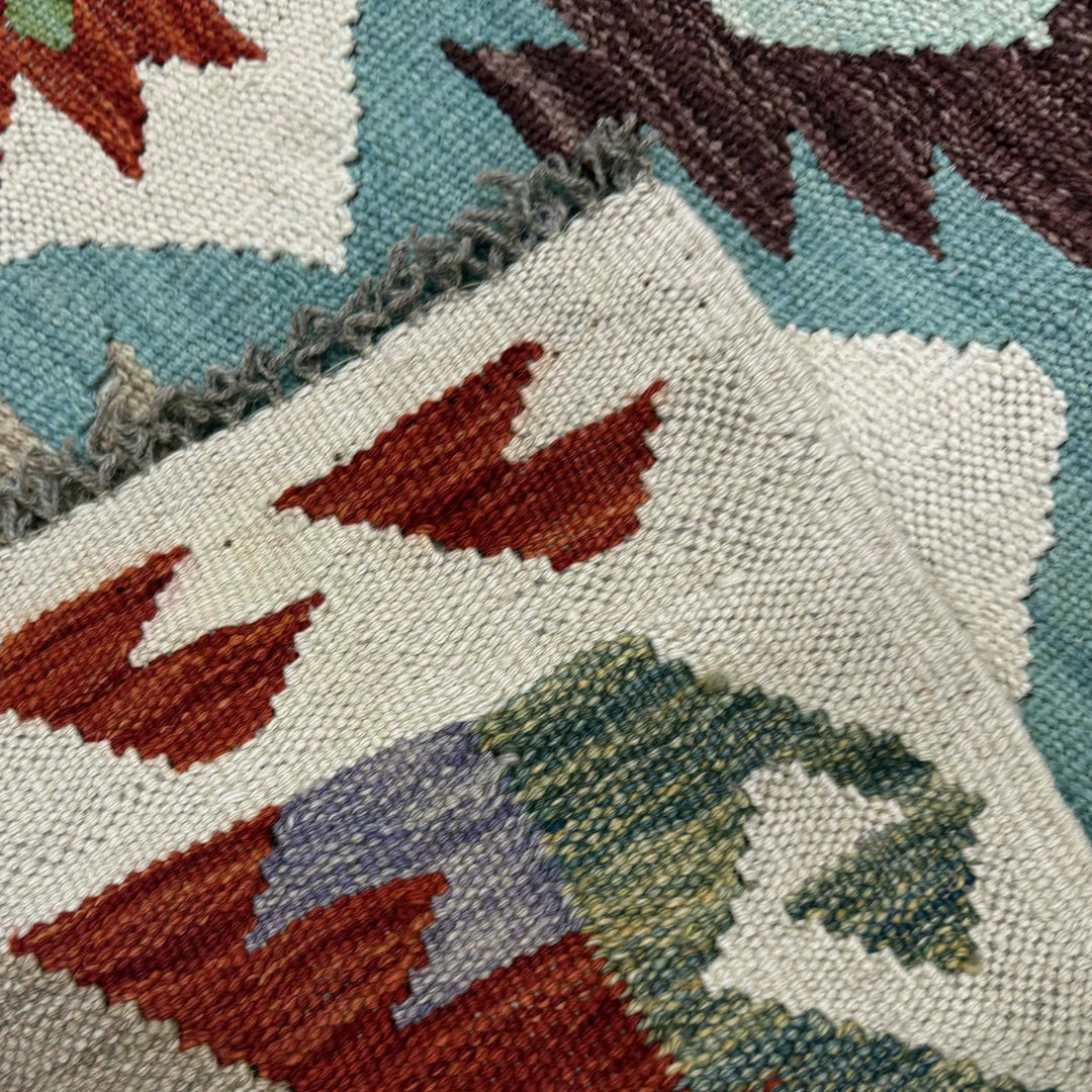 Multicolor Afghan Vegetable Kilim Rug 2' 7" x 13' 0" Flat-Weave | No. AL90911