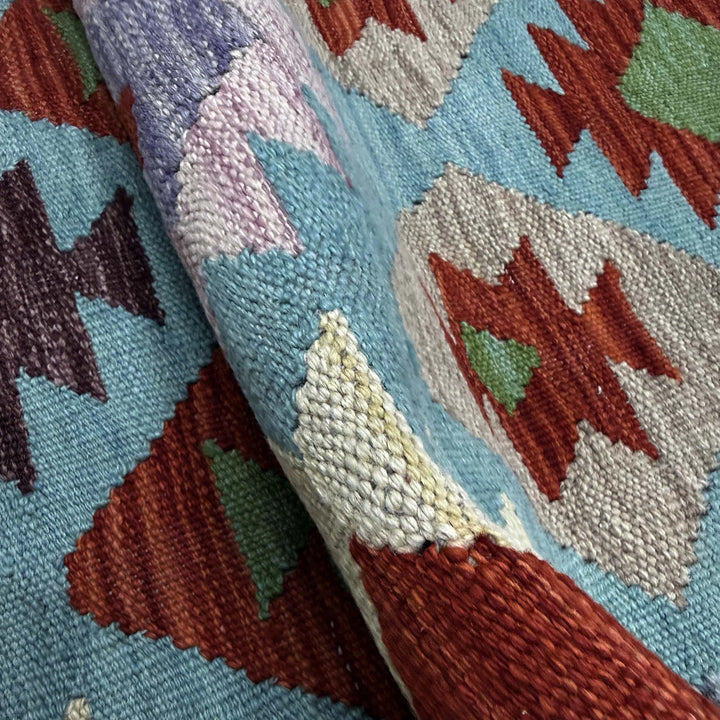 Multicolor Afghan Vegetable Kilim Rug 2' 7" x 13' 0" Flat-Weave | No. AL90911