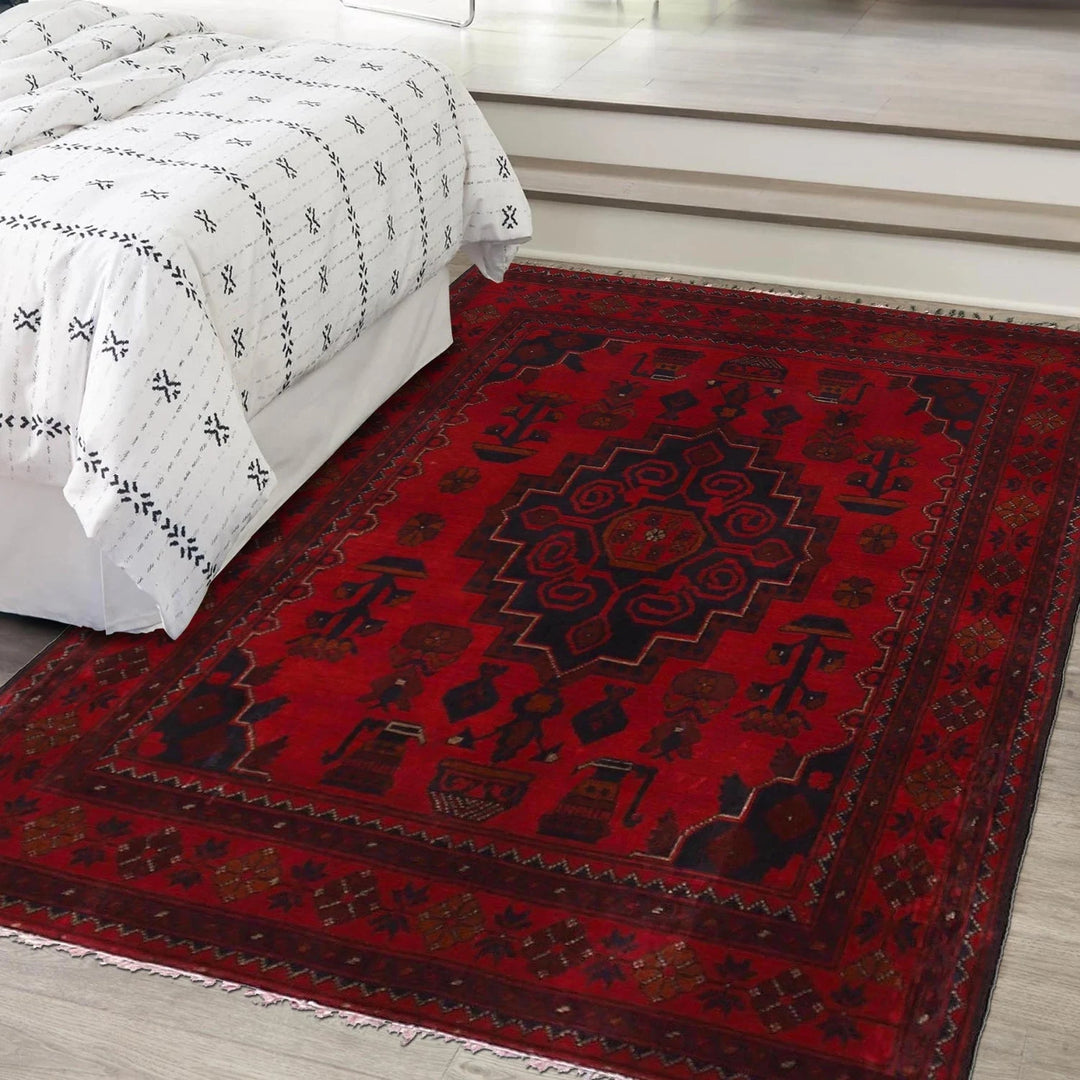 Afghan Khal Mohammadi Rug 3' 5" x 4' 11" Hand-Knotted | No. AL91040