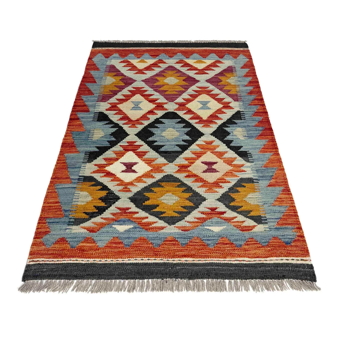 Afghan Vegetable Kilim Rug 2' 8" x 4' 2" Flat-Weave | No. AL910613