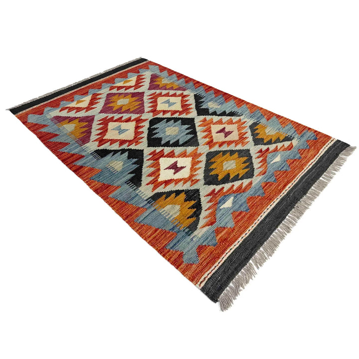 Afghan Vegetable Kilim Rug 2' 8" x 4' 2" Flat-Weave | No. AL910613