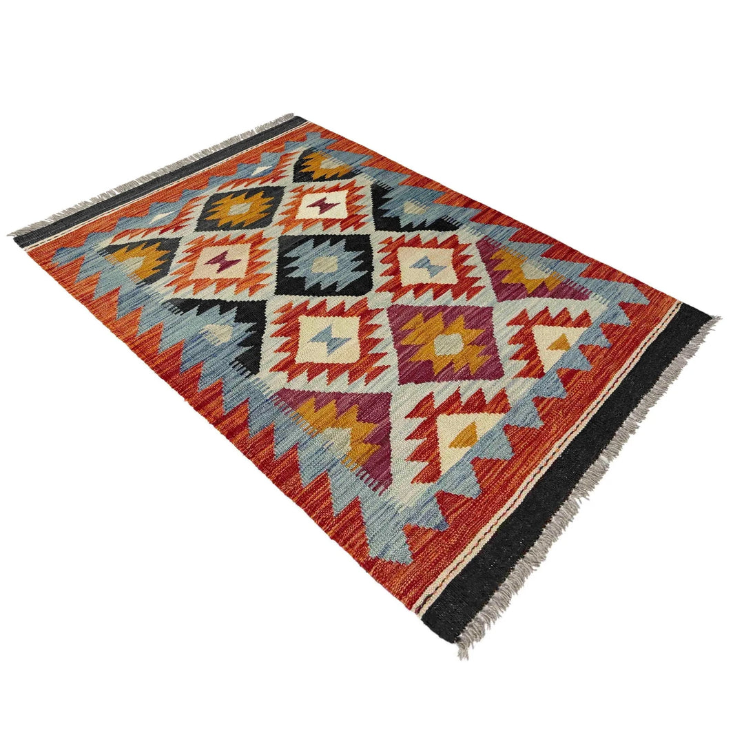 Afghan Vegetable Kilim Rug 2' 8" x 4' 2" Flat-Weave | No. AL910613