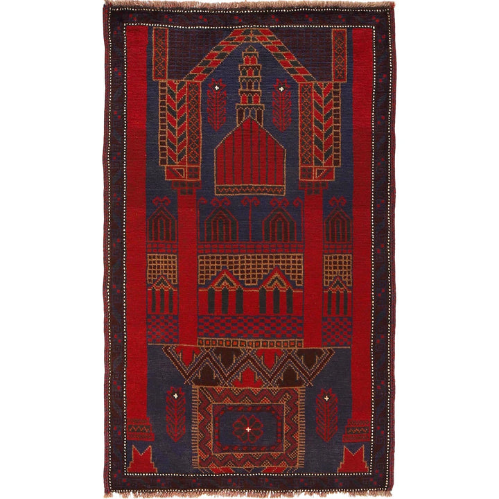 Afghan Prayer Rug 2' 11" x 4' 10" Hand-Knotted | No. AL91069