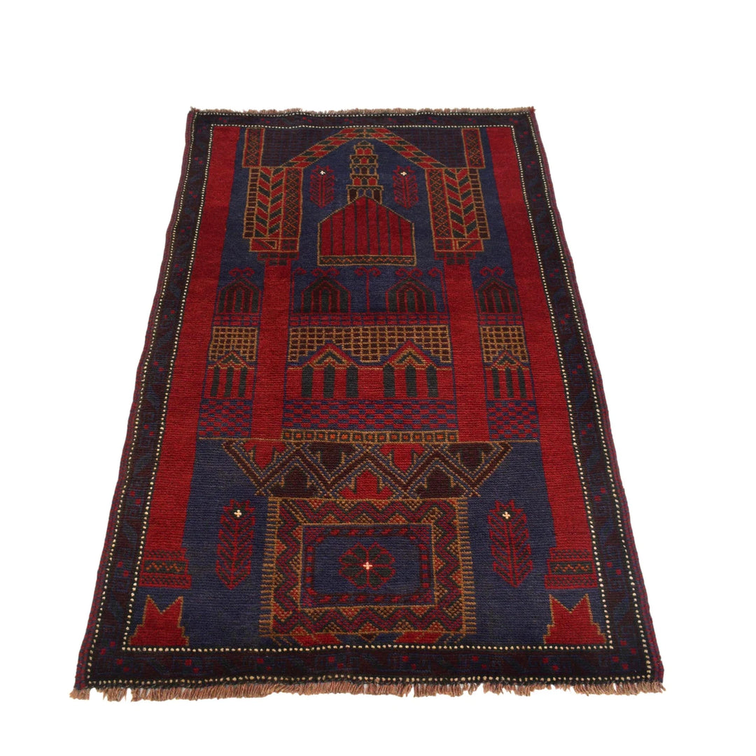 Afghan Prayer Rug 2' 11" x 4' 10" Hand-Knotted | No. AL91069