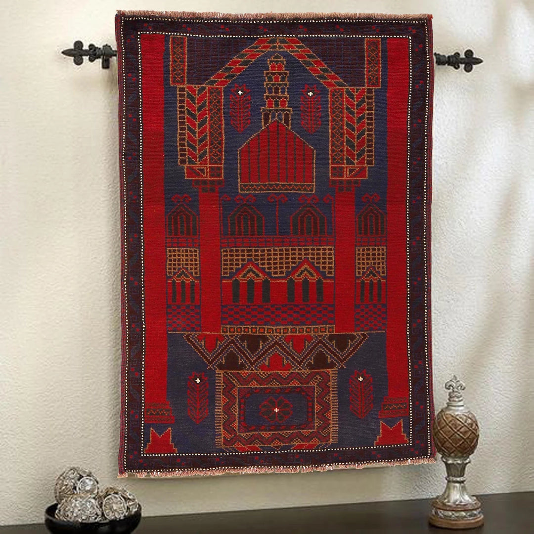 Afghan Prayer Rug 2' 11" x 4' 10" Hand-Knotted | No. AL91069