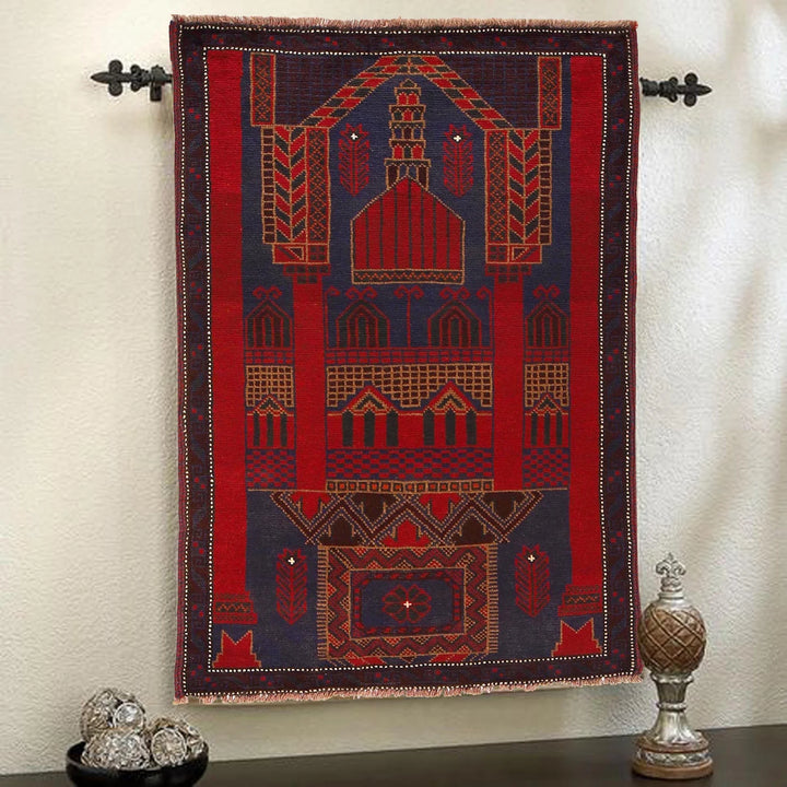 Afghan Prayer Rug 2' 11" x 4' 10" Hand-Knotted | No. AL91069