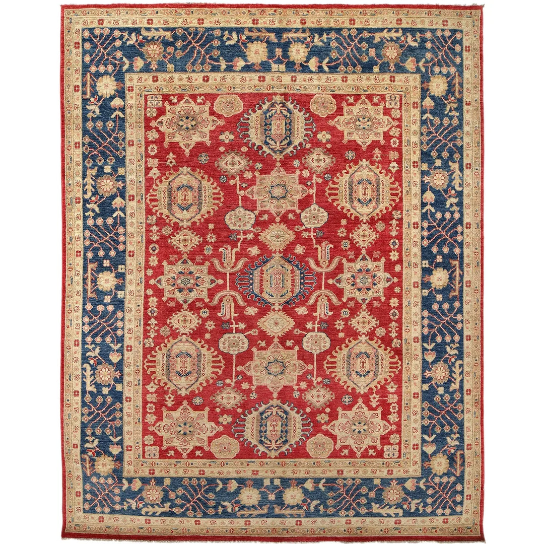 Red Afghan Heriz Rug 6' 4" x 8' 1" Hand-Knotted | No. AL91099