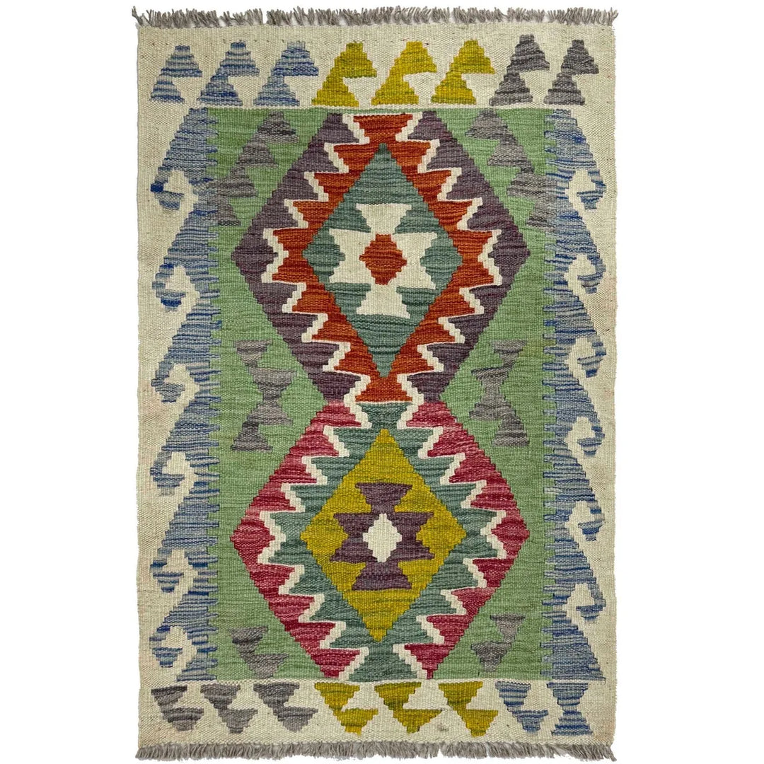 Afghan Chobi Kilim Rug 2' 1" x 3' 5" Flat-Weave | No. AL91168
