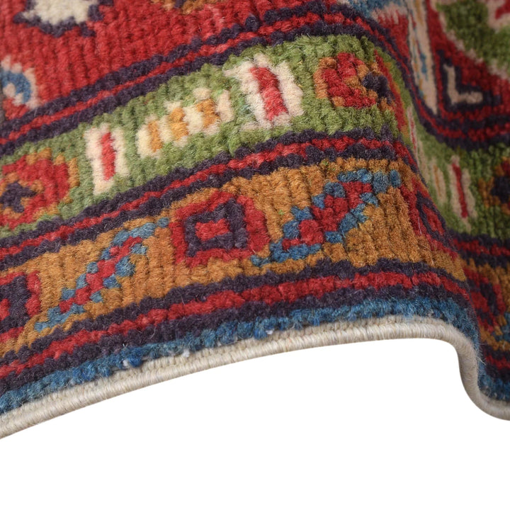 Beige Afghan Kazak Rug 4'7" x 6'6" Hand-Knotted | No. AL911808