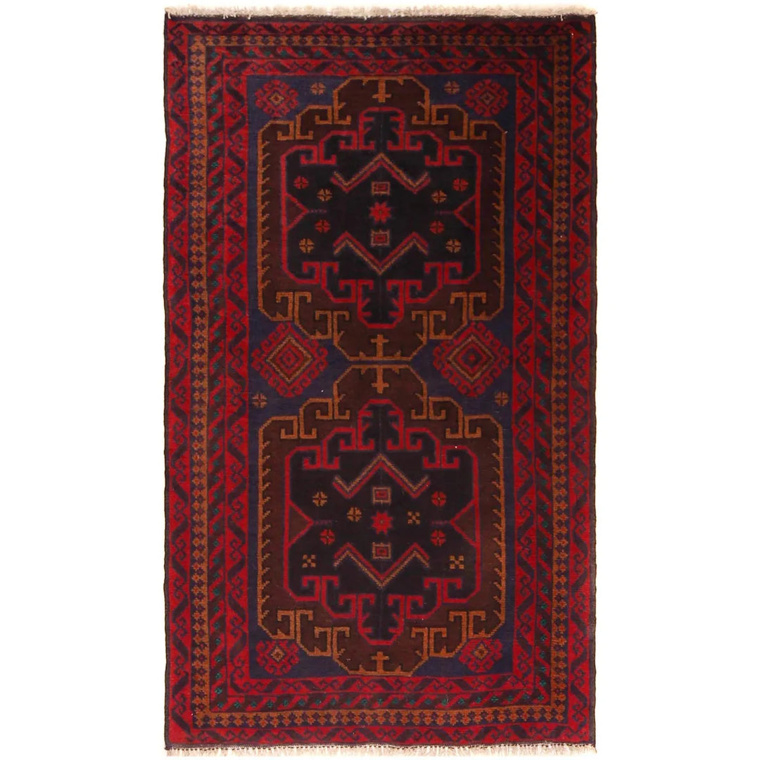 Afghan Baluchi Rug 2' 11" x 5' 0" Hand-Knotted | No. AL91213