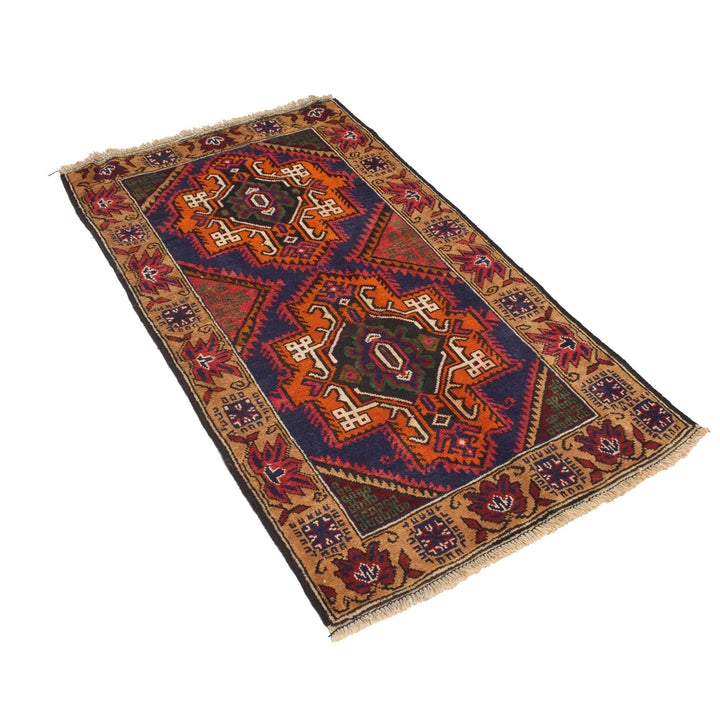 Afghan Baluchi Rug 2' 9" x 4' 9" Hand-Knotted | No. AL91226