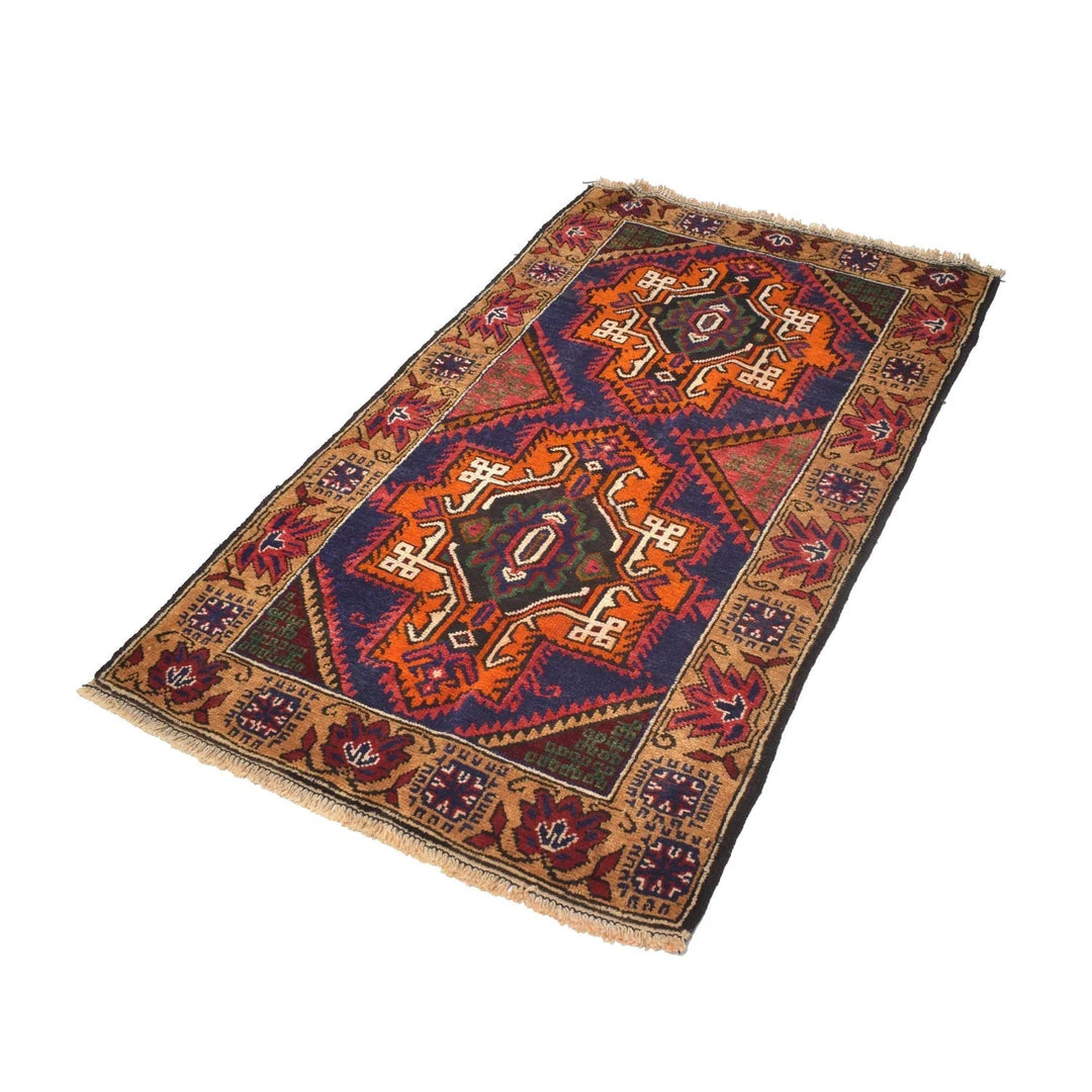 Afghan Baluchi Rug 2' 9" x 4' 9" Hand-Knotted | No. AL91226
