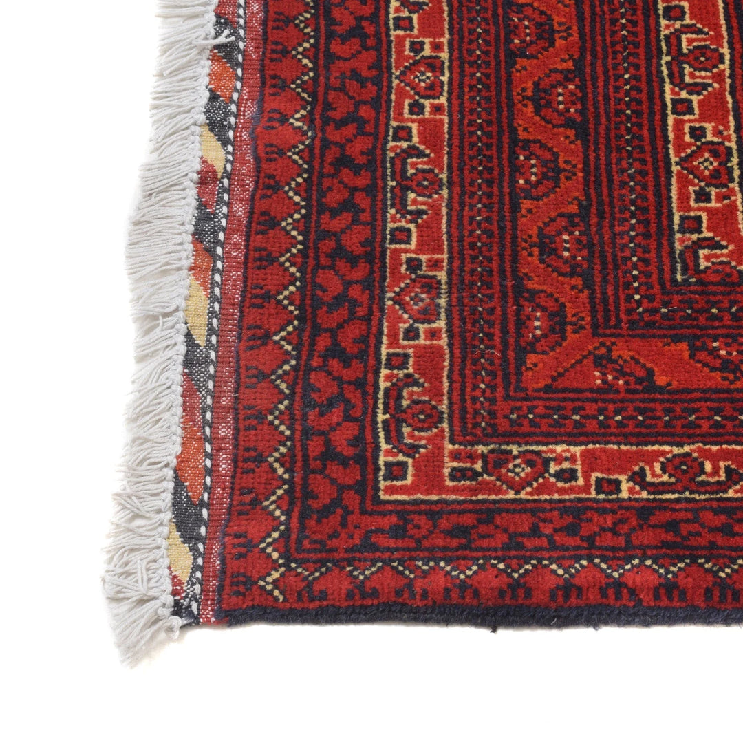 Deep Red Afghan Khoja Roshnai Rug 5' 0" x 6' 6" Hand-Knotted | No. AL91311
