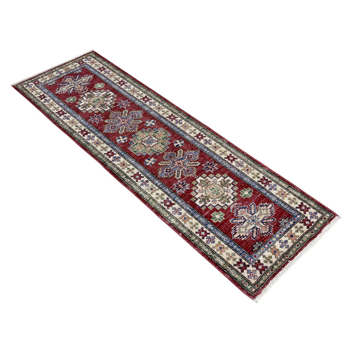 Red Afghan Kazak Rug 1' 11" x 5' 9" Hand-Knotted | No. AL91427