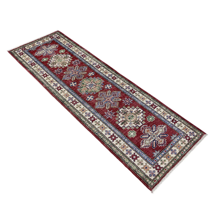 Red Afghan Kazak Rug 1' 11" x 5' 9" Hand-Knotted | No. AL91427