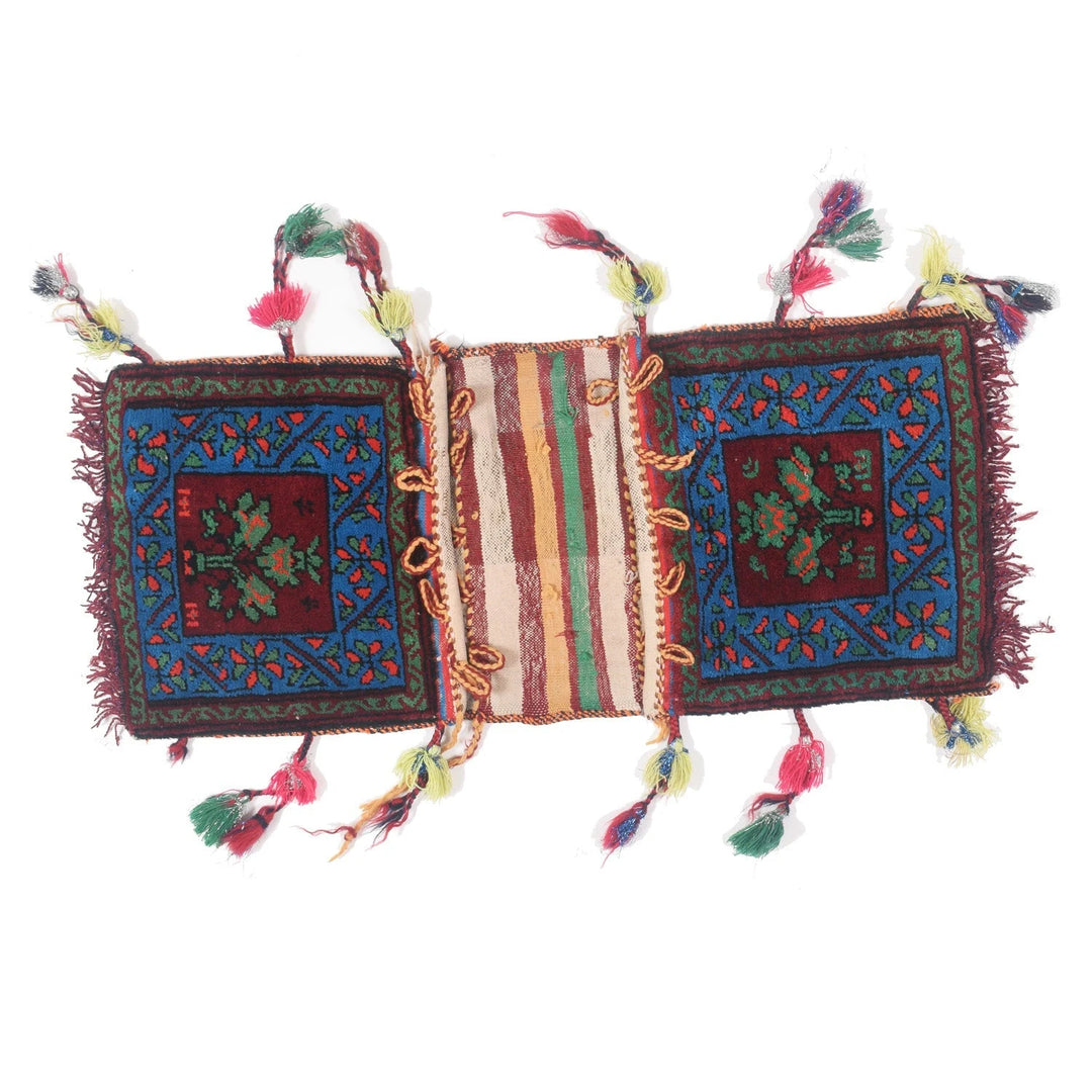 Afghan Saddle Bag Rug 1' 1" x 2' 5" Hand-Knotted | No. AL91479