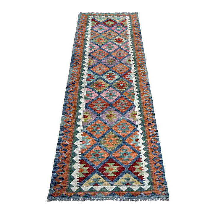 Afghan Vegetable Kilim Rug 2' 9" x 9' 11" Flat-Weave | No. AL91535