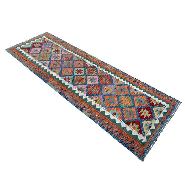 Afghan Vegetable Kilim Rug 2' 9" x 9' 11" Flat-Weave | No. AL91535