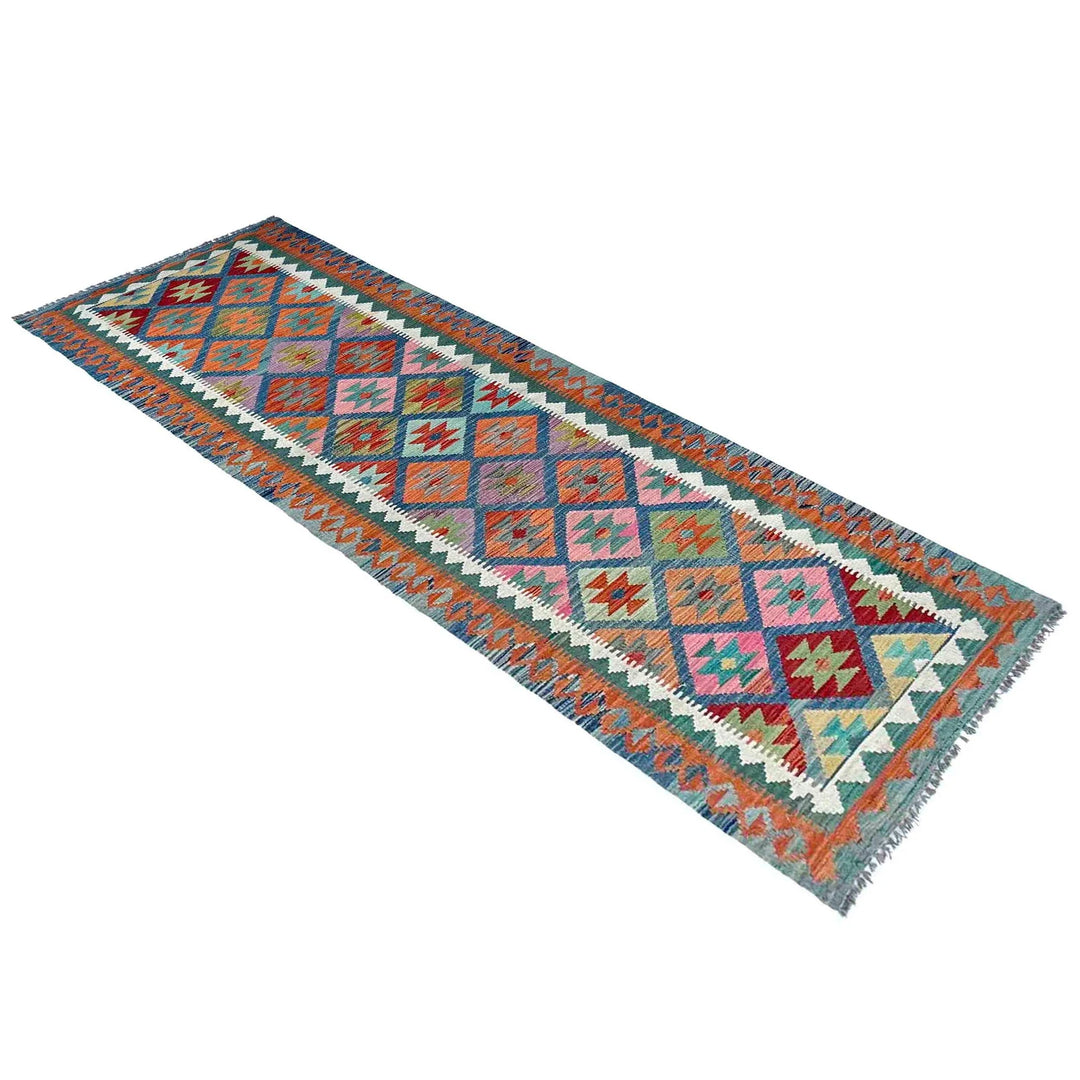 Afghan Vegetable Kilim Rug 2' 9" x 9' 11" Flat-Weave | No. AL91535