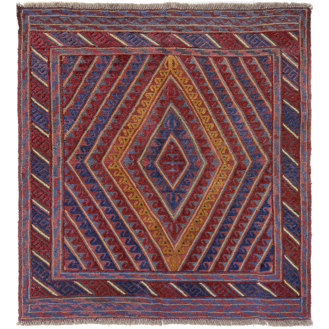 Multicolor Afghan Mashwani Rug 3' 11" x 4' 2" Hand-Knotted | No. AL91569