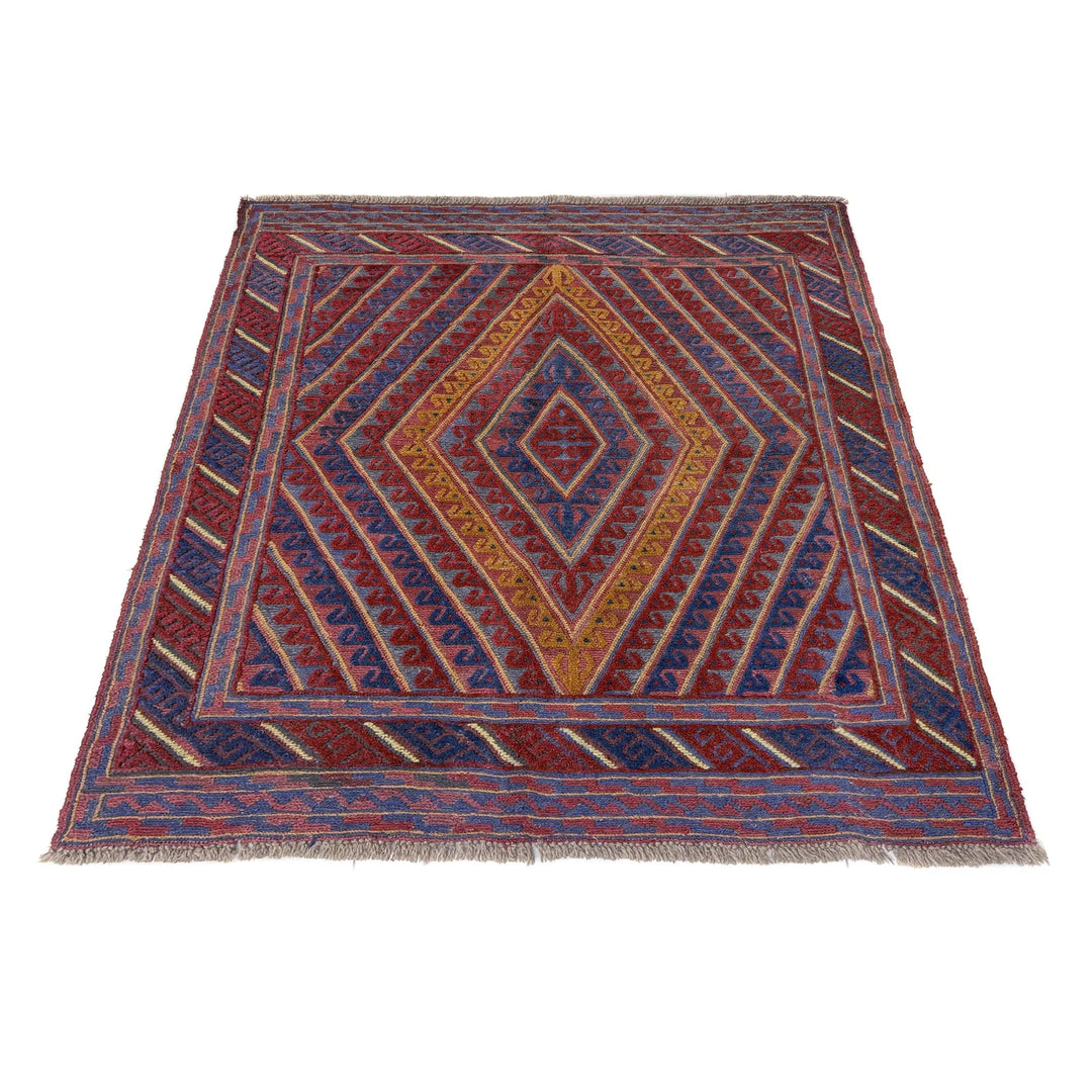 Multicolor Afghan Mashwani Rug 3' 11" x 4' 2" Hand-Knotted | No. AL91569