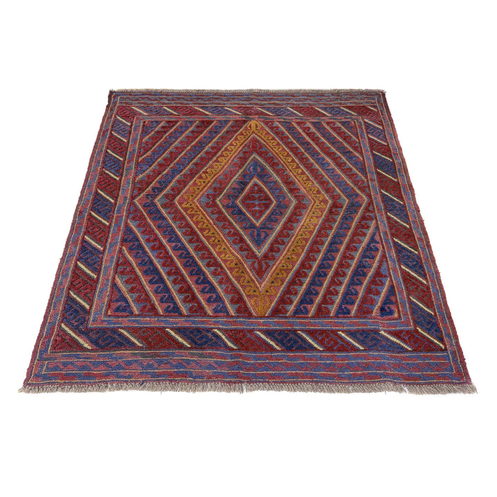 Multicolor Afghan Mashwani Rug 3' 11" x 4' 2" Hand-Knotted | No. AL91569