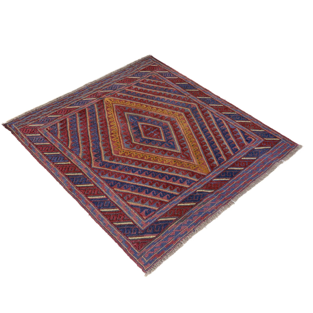Multicolor Afghan Mashwani Rug 3' 11" x 4' 2" Hand-Knotted | No. AL91569