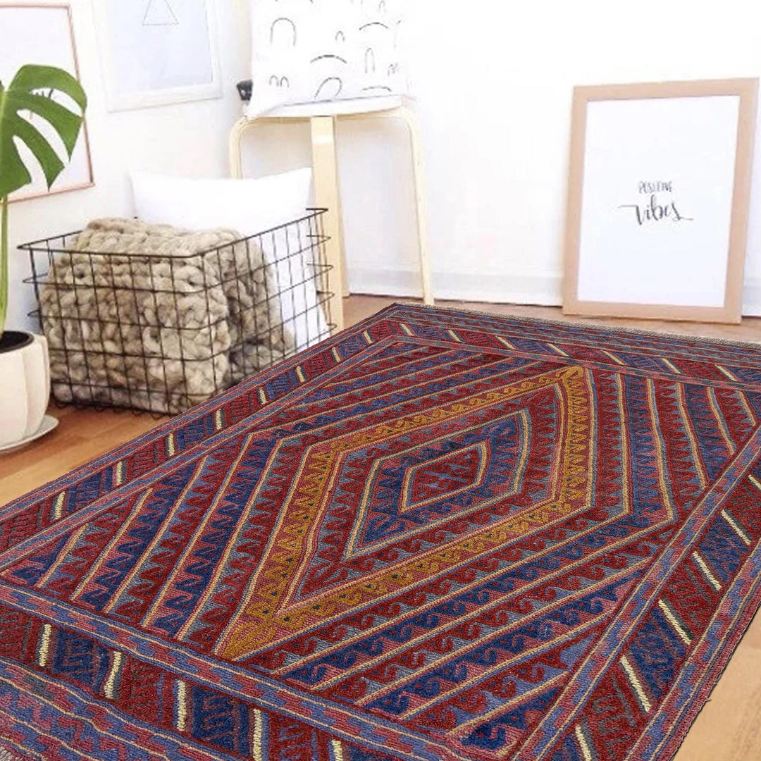 Multicolor Afghan Mashwani Rug 3' 11" x 4' 2" Hand-Knotted | No. AL91569