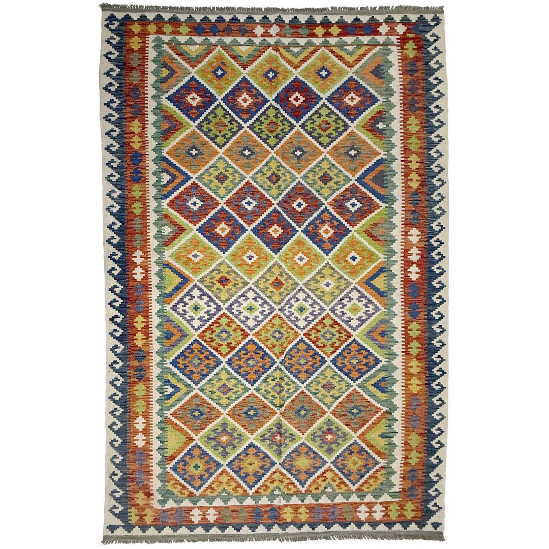 Afghan Kilim Rug 6' 9" x 10' 2" Flat-Weave | No. AL91603